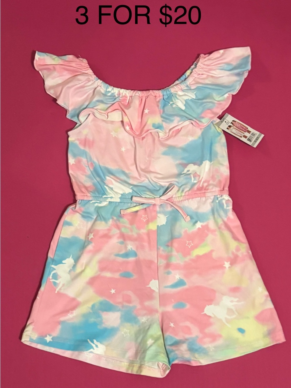 🌟 Zunie Girls 5T Unicorn Tie-Dye Romper NWT